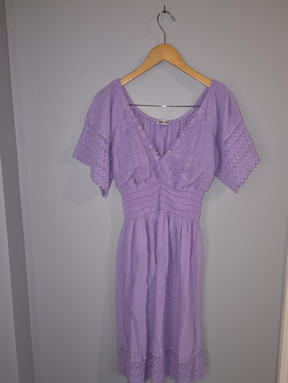 Lilac Crochet-Detail Women's Dress